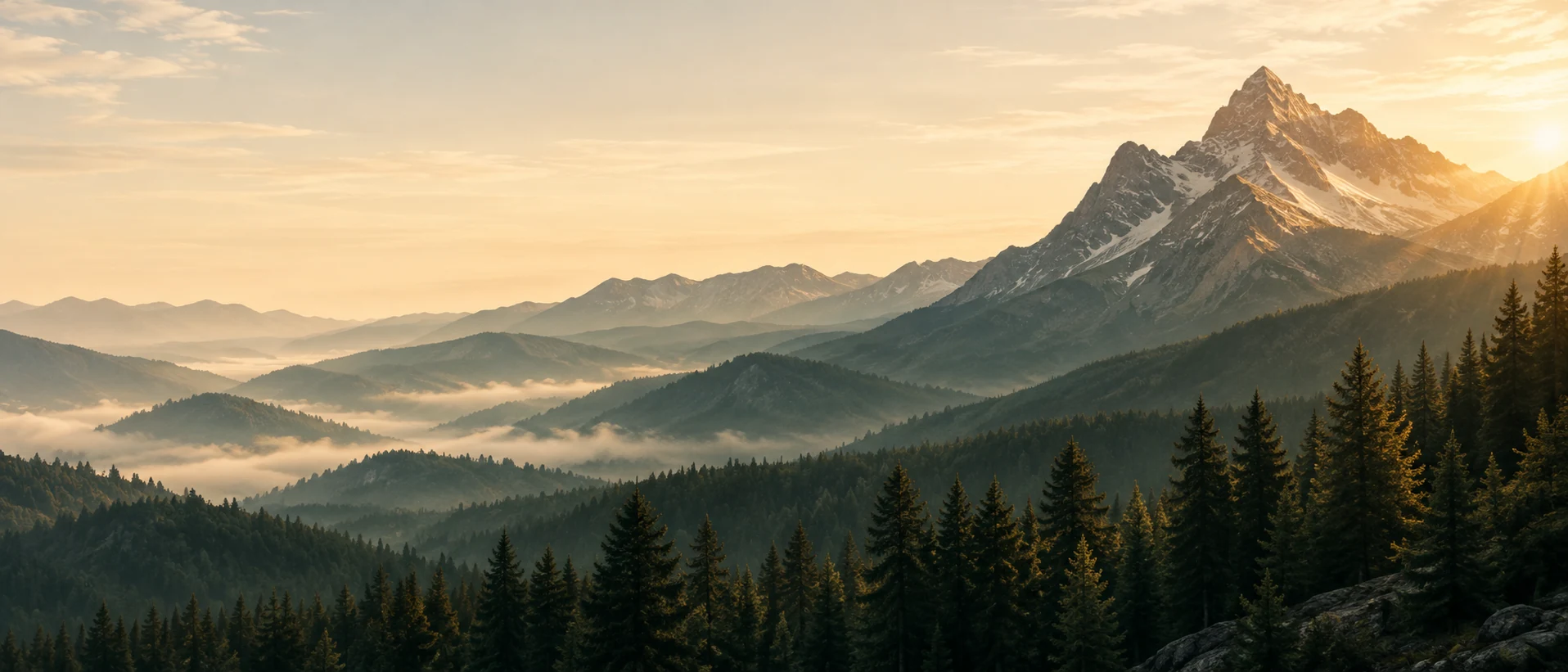 Illustrative mountain sunrise representing growth
